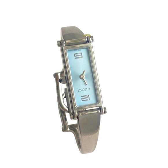 Gucci 1500L Silver-Tone Bangle Watch with Blue Dial - Picture 1 of 10